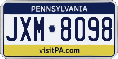 PA license plate JXM8098