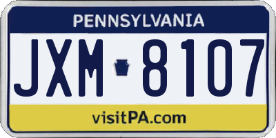 PA license plate JXM8107