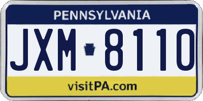 PA license plate JXM8110