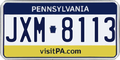 PA license plate JXM8113