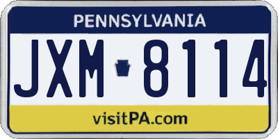 PA license plate JXM8114