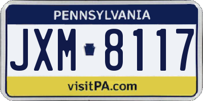 PA license plate JXM8117