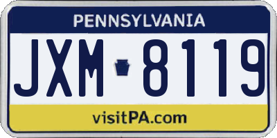 PA license plate JXM8119