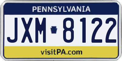 PA license plate JXM8122