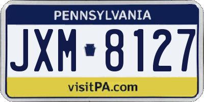 PA license plate JXM8127