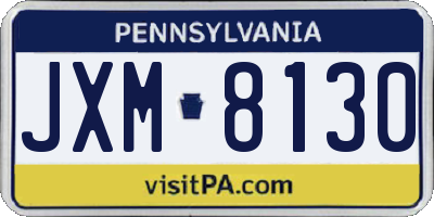 PA license plate JXM8130