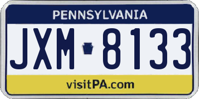 PA license plate JXM8133