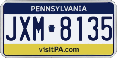 PA license plate JXM8135