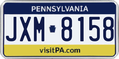 PA license plate JXM8158