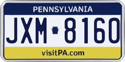 PA license plate JXM8160