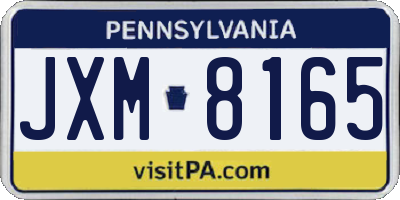 PA license plate JXM8165