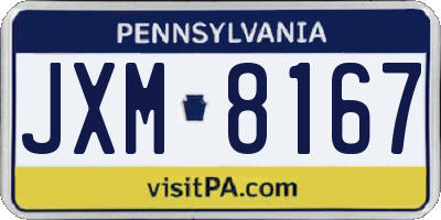PA license plate JXM8167