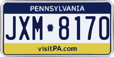 PA license plate JXM8170