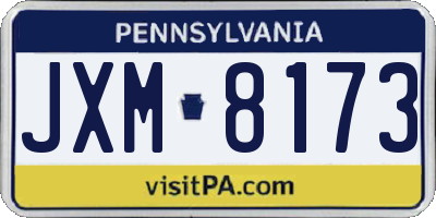 PA license plate JXM8173