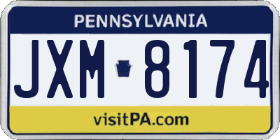 PA license plate JXM8174