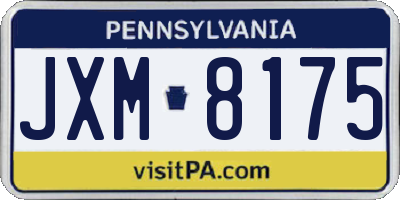 PA license plate JXM8175