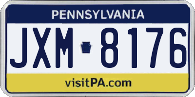 PA license plate JXM8176