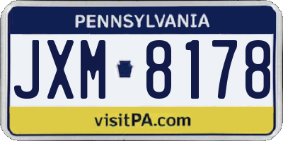 PA license plate JXM8178