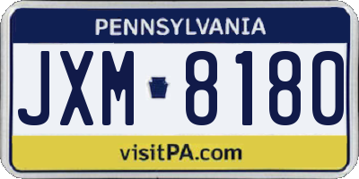 PA license plate JXM8180