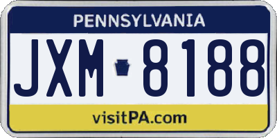 PA license plate JXM8188