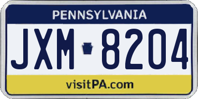 PA license plate JXM8204
