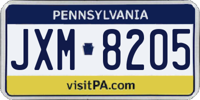 PA license plate JXM8205