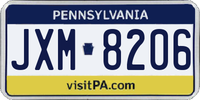 PA license plate JXM8206