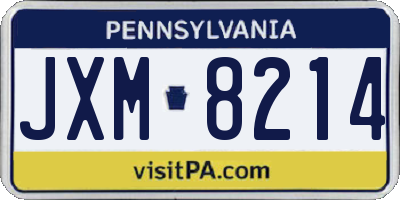PA license plate JXM8214