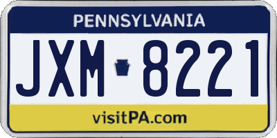 PA license plate JXM8221