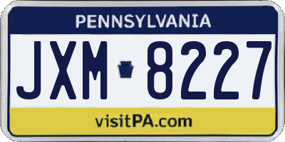PA license plate JXM8227