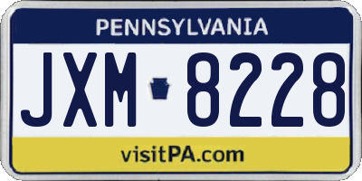 PA license plate JXM8228