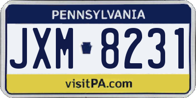 PA license plate JXM8231