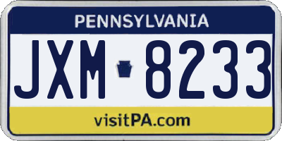 PA license plate JXM8233
