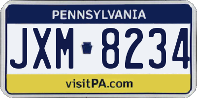 PA license plate JXM8234