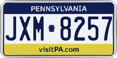 PA license plate JXM8257