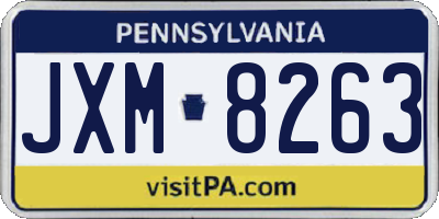 PA license plate JXM8263