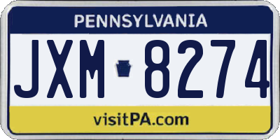 PA license plate JXM8274