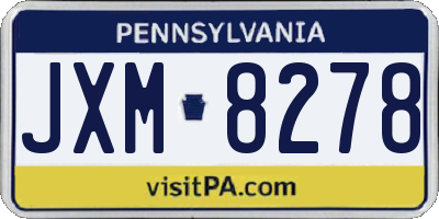 PA license plate JXM8278