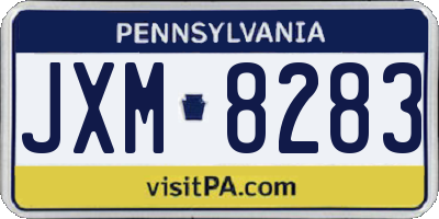 PA license plate JXM8283