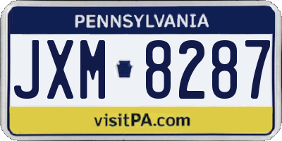 PA license plate JXM8287