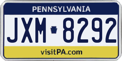 PA license plate JXM8292