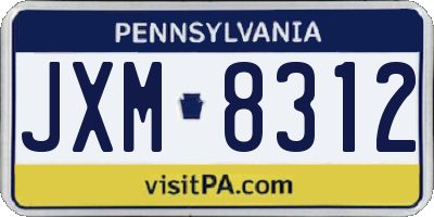 PA license plate JXM8312