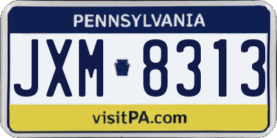 PA license plate JXM8313