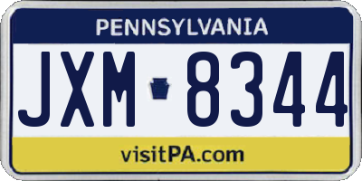 PA license plate JXM8344