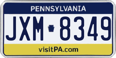 PA license plate JXM8349