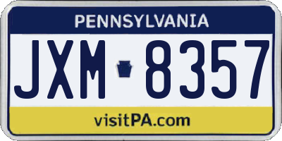 PA license plate JXM8357