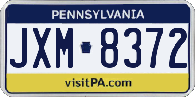 PA license plate JXM8372