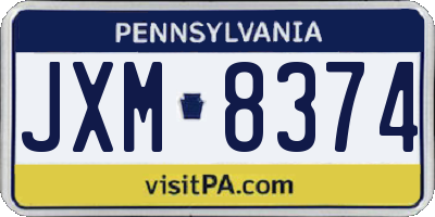 PA license plate JXM8374