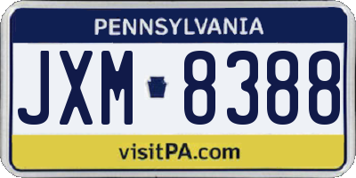 PA license plate JXM8388