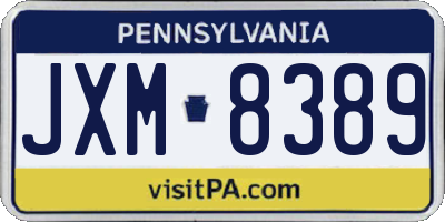 PA license plate JXM8389